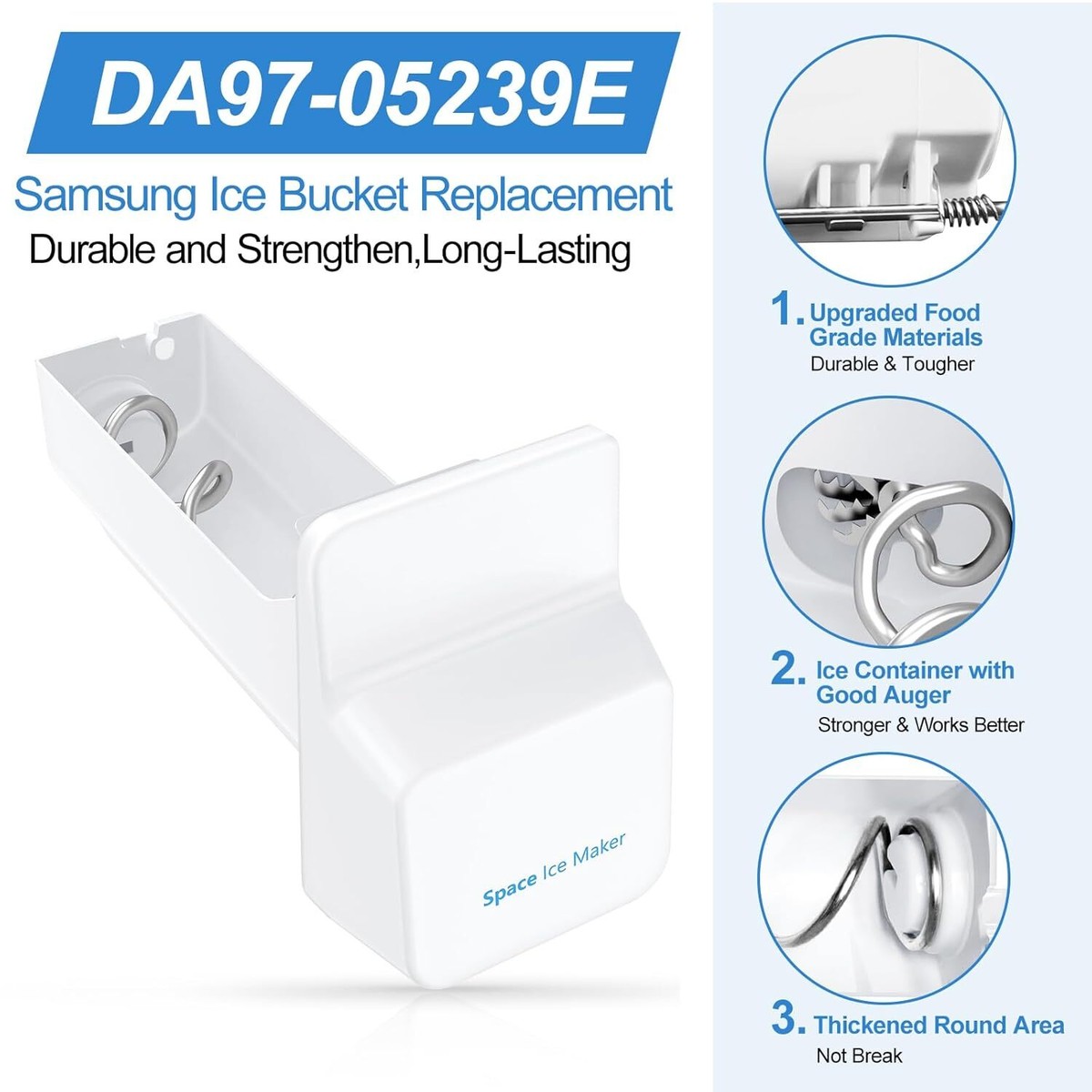 Upgraded DA97-05239E Refrigerator Ice Bucket Compatible with