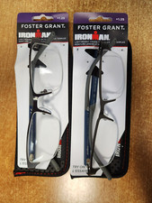 2 Pair: Foster Grant IRONMAN Reading Glasses, Gunmetal, 1.25 E16D