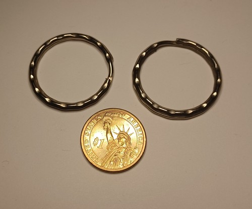 (2) Silver 1.5 Inch(37mm) Hammered Style Split Ring Key Rings Key Holders - Picture 4 of 7
