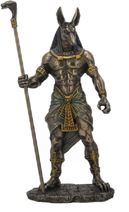 Statue Anubis cobra bronze objet décoration égyptienne antique