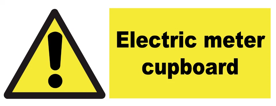 Electric Meter Cupboard Sign Adhesive Sticker Decal Notice Warning Safety