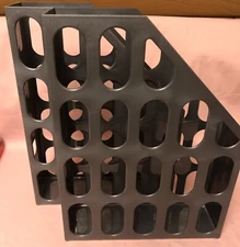 Vtg*Magazine Racks*Storage File Folder* Caddy*Dk. Gray Pewter*set of 2*plastic