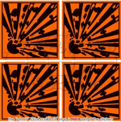 EXPLOSIVE Explosion Danger Symbol Safety Warning, 50mm Vinyl Aufkleber x4