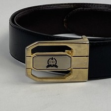 VTG Christian Dior Size 42 Dress Belt Reversible Brown Black Leather Made Italy