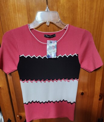Womens Teens Top Shirt Size S - White, Red, & Black Top Size Small - Pop Star
