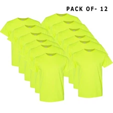 Gildan Hi Vis Men’s Short Sleeve Tee Safety Green 50/50 Cotton/polyester Pack 12