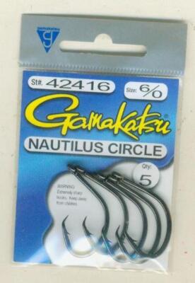 GAMAKATSU 6/0 NAUTILUS CIRCLE HOOKS  #42416  BASS FLUKE SNOOK JACKS