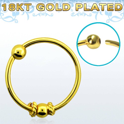 Nasenring vergoldet Gelbgold 8 x 0,8 mm Muster zur Auswahl Nasenpiercing Ring - Bild 3 von 6
