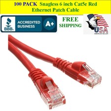 100 PACK 6 In Cat5e Red Network Ethernet Patch Cable Computer 1 Gbps 350MHz