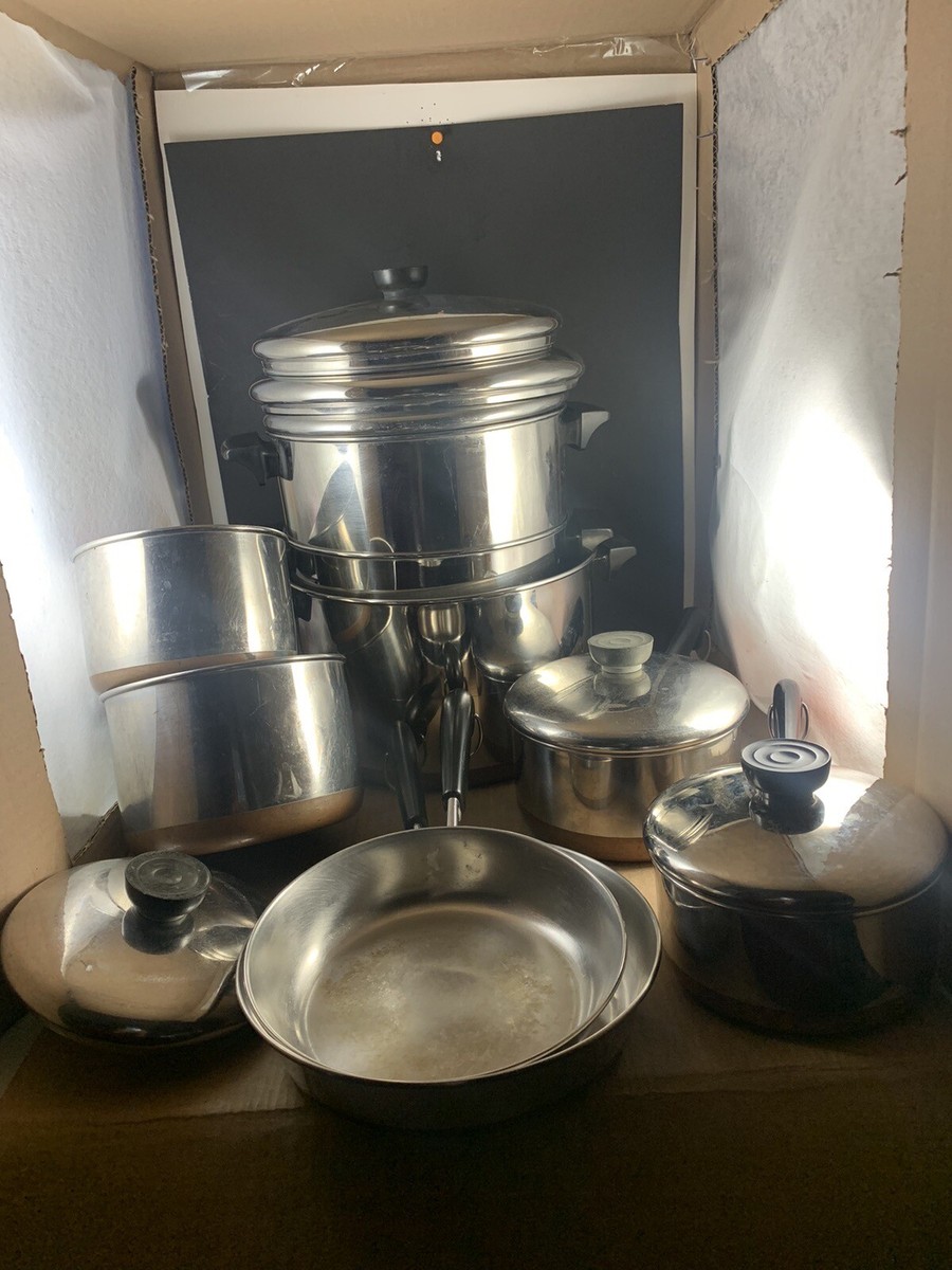 Vintage Revere Ware Copper Bottom 15 Pc Dutch Oven Set Lot Pots