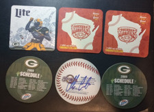 LOT of 6 BAR / Beer Unused Bar Coasters GREEN BAY PACKERS Brewers TIMBER RATTLER