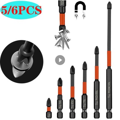 5/6Pcs PH2 Magnetic Cross Bit Set Phillips Impact Batch Head Anti Non-slip Water