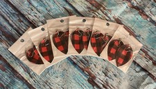 Faux / Vegan Leather / Vinyl Earrings- 6 Pairs - Buffalo Plaid- Tear Drop Design