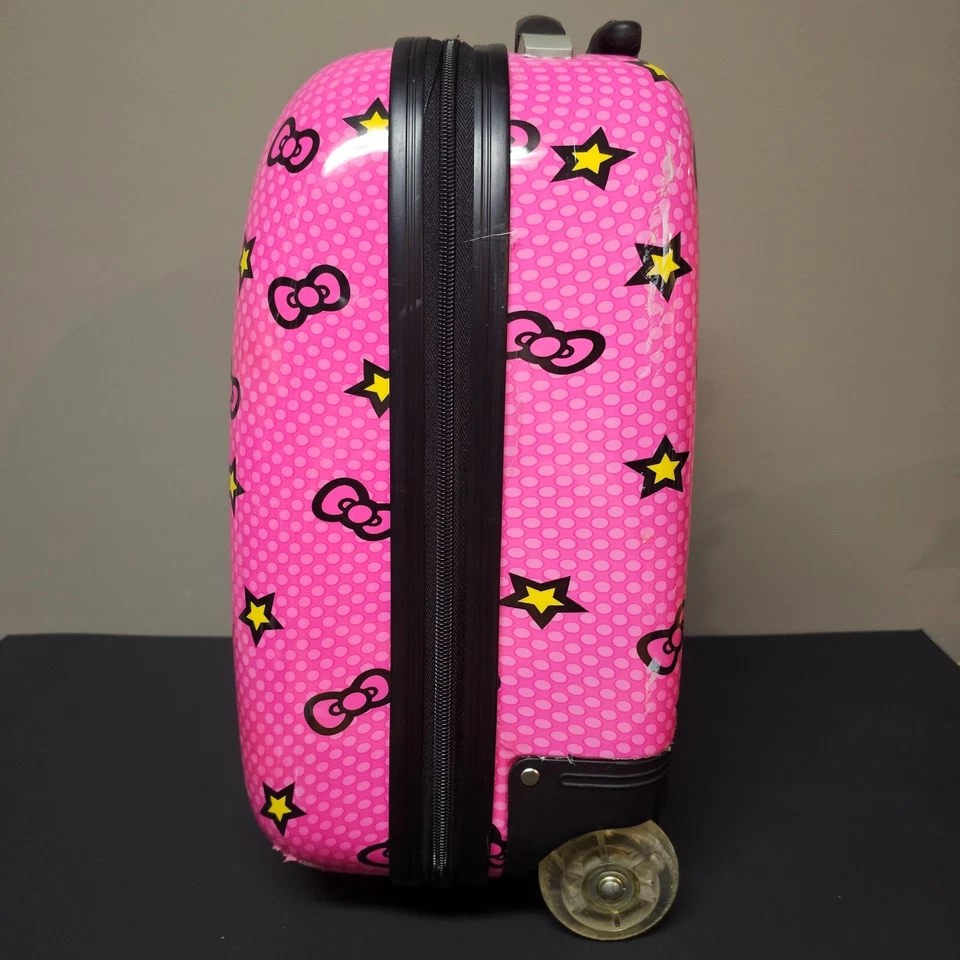 Maleta con ruedas Hello Kitty carcasa rígida niñas equipaje rosa 19 x 12 x 8 lados duros Foto 3 de 4