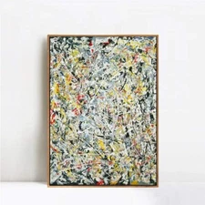 Framed Canvas Giclee Print Abstract Art White Light by Jackson Pollock 24"x32"