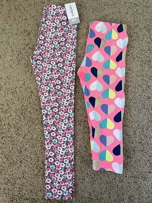 Lot Of Carter's Floral Sparkle Glitter Hearts Girls' Capri Leggings - Main Image