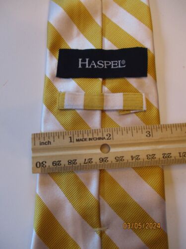 Haspel Yellow Striped Silk Neck Tie - Picture 2 of 2