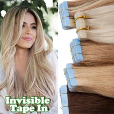 Invisible Tape in Real Human Hair Extensions Russian Strong Tape Hairpiece Long