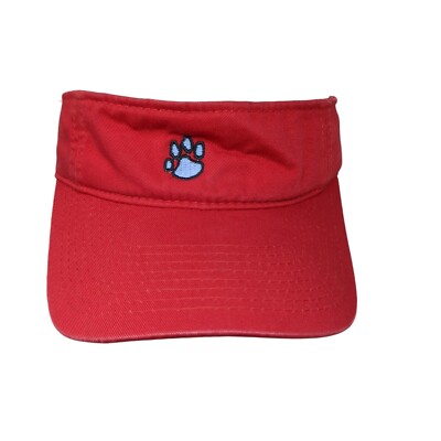 Paw Print Strapback Sun Visor Hat Red One Size Adjustable Embroidered