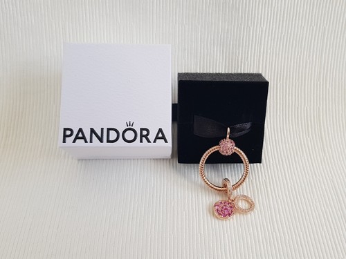 Pandora Moments Rose Small Pave O Pendant With A Circle & Disc Hanging ...
