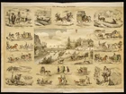 Rare 1853ca - Les moyens de transport - Planche encyclopédique, scolaire