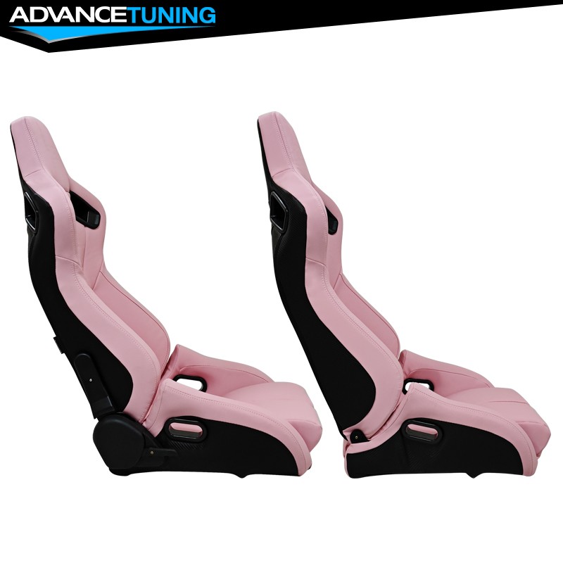 Bucket Racing Seats Reclinable Dual Slider Passenger Right Pink Leather