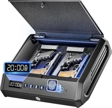 Large Biometric Gun Safe fits 4 pistols, 100 Sets of Fingerprint Handgun Safe