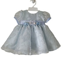 Sweet Kids Baby Dress Girls Blue Pleated Blue Tulle Flower Girl 6M vintage