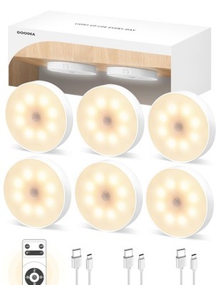 Luces LED de color cálido para armario con sensor de movimiento inalámbrico, luc