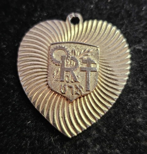 vtg Goldtone ORT israel Heart Pendant -S92- READ