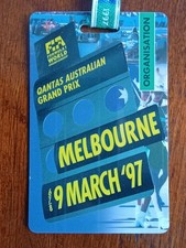 1997 QANTAS AUSTRALIAN FORMULA 1 GRAND ORGANISATION PADDOCK PASS WITH LANYARD