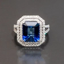 4.60 Ct Natural Sapphire & Diamond Wedding Bridal Ring 14K Solid White Gold Sz 7