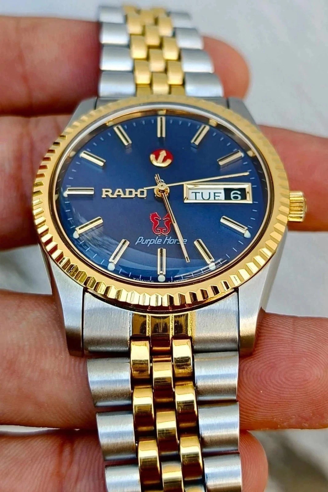 Dial Blue Two Purple Men's Rado Automatic Horse Watch Ton - vintagewatches.pk