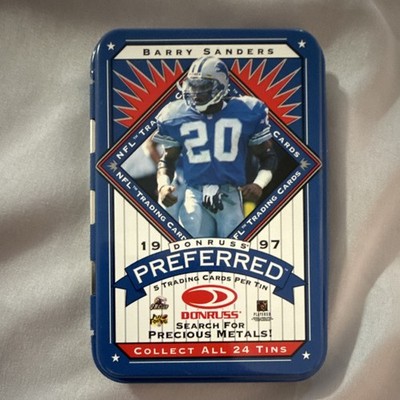 Donruss Barry Sanders 1997 Collectible Advertising Empty Tin NFL Trading Cards