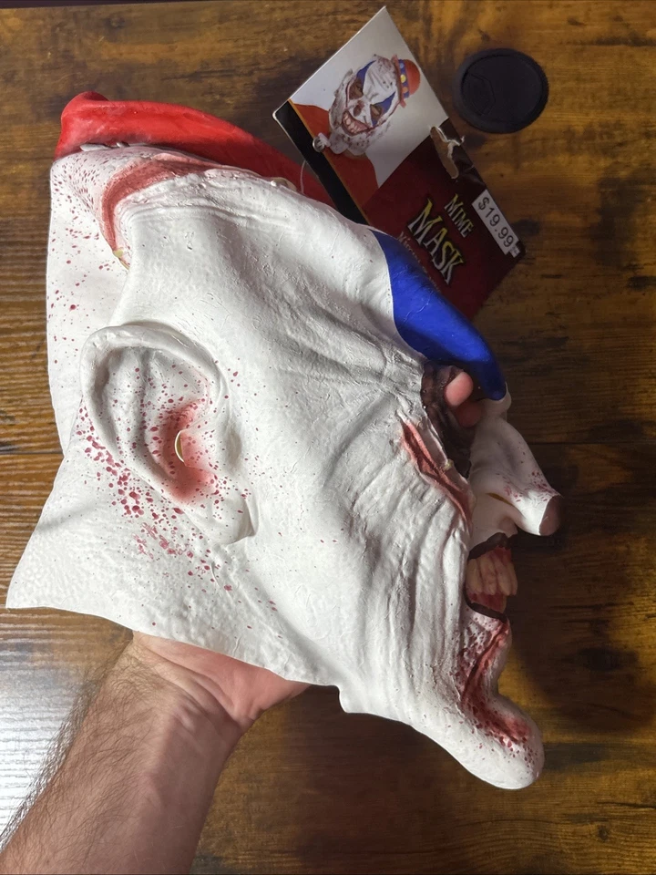 Scary Adult Clown Mime Mask Vinyl Halloween Cosplay Dress Up Spooky - Image 3 of 4