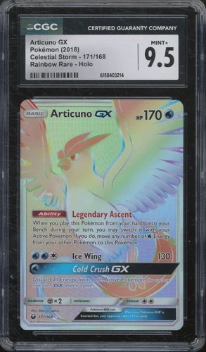 2022 Pokémon Celestial Storm Rainbow Rare Holo #171 Articuno GX Mint+ CGC 9.5