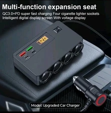 Universal 12V/24V Car Power Inverter 4 Port Cigarette Lighter Socket Splitter