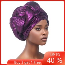 Aso Oke Headtie Auto Gele African Hats Women Nigerian Caps Turban Bonnet Beanie