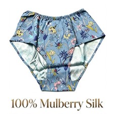 Women's 100 Mulberry Silk Panties Floral Print Silk Briefs Ladies Underwear S