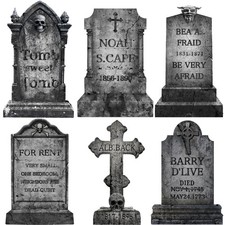 Funny Halloween Graveyard Tombstones Prop Yard Stakes Signs 6 Styles Puns Car...