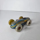 Vintage Marx No. 1 Race Car Wind Up Tin Litho With Key Toy Racer Blue