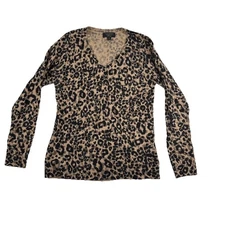 Cashmere Charter Company Womens 100% Cashmere Soft Leopard Sweater Medium