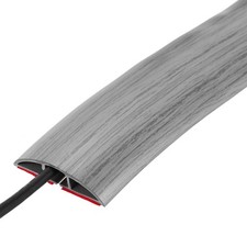Floor Cord Cover 8ft, Cord Hider for Floor Cable Management Grey Wood
