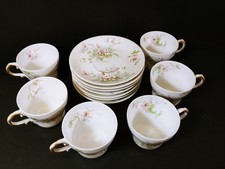 Limoges Theodore Haviland Pink Rose / Floral Pattern Cups Saucers Tea Set