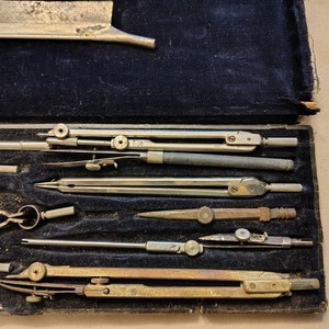 vintage drafting set wood case