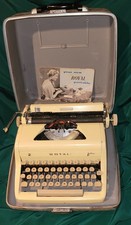 1955 Royal Quiet De Luxe Yellow Portable Manual Typewriter Original Case Manual thumbnail