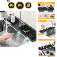 24'' Longer Faucet Mat for Kitchen Sink Splash Guard 7  Slope Fast Self-drain...