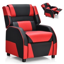Gaming Recliner Sofa PU Leather Armchair for Kids Youth w/ Footrest Red