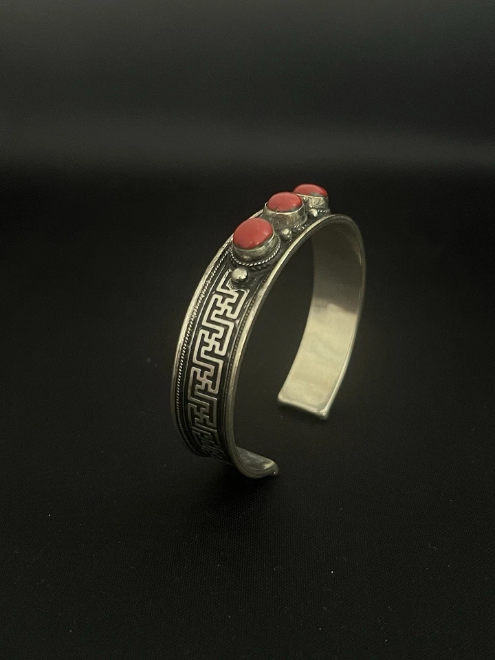 Винтажный тибетский коралл манжеты браслет ручной работы - Изображение 2 из 4