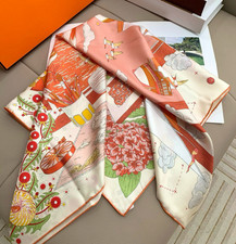 100 Twill Silk Shawl Square Bandanna cloud Print Scarf 90X90cm Neckerchief Wrap